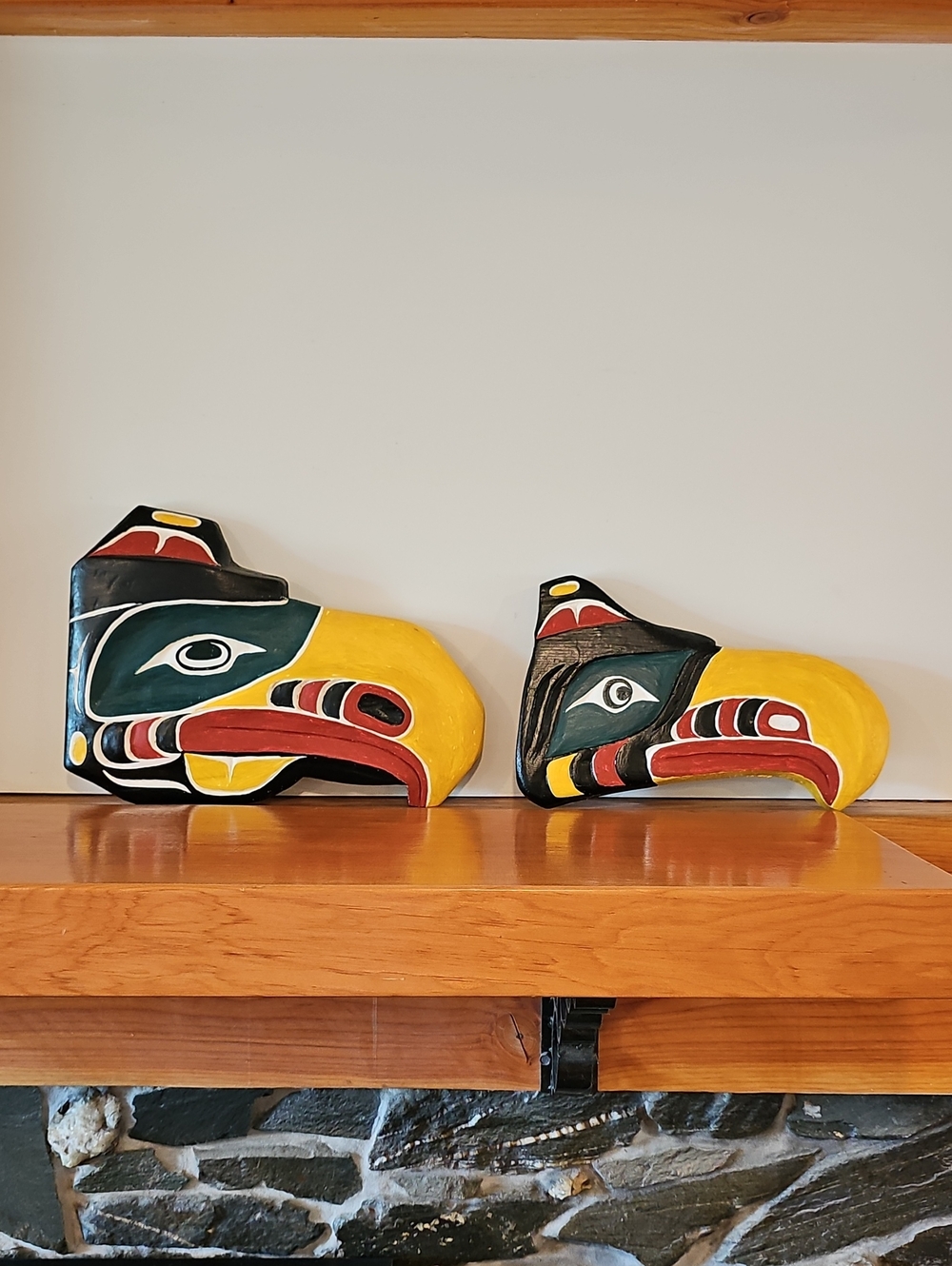 Pair of Pacific Northwest First Nations Eagle Mask Sculptures